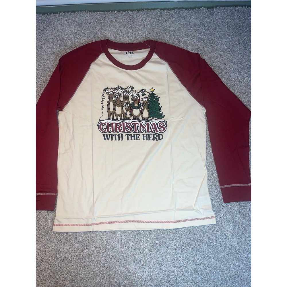 Christmas With The Herd‎ LazyOne Long Sleeve Pajama Tee Shirt XL